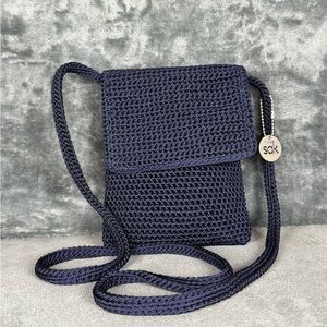 The Sak Navy Blue Crochet Flap Crossbody Bag